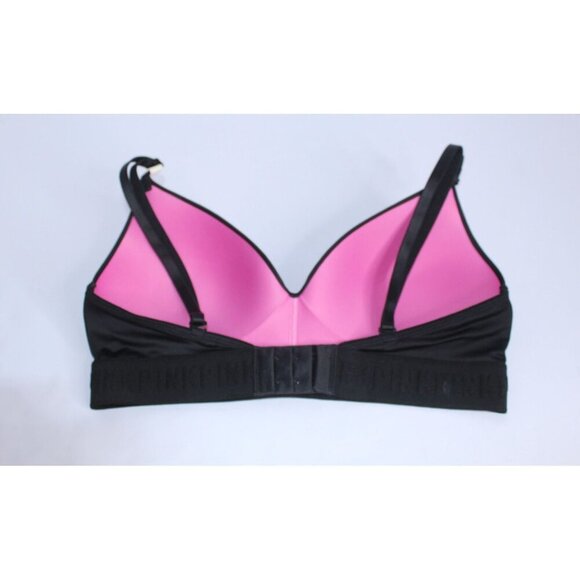 Pink By Victoria Secret 34 C Pink Black Solid Lightly Padded Unwired NWT - Picture 4 of 12